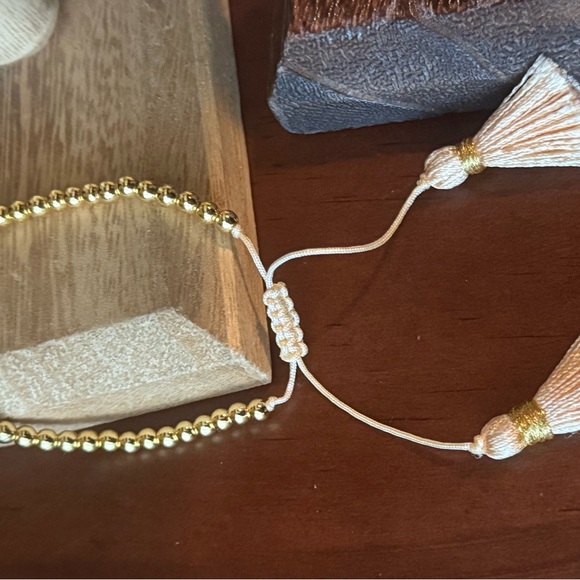 Gold Beaded Bracelet with Tassels - Picture 5 of 5